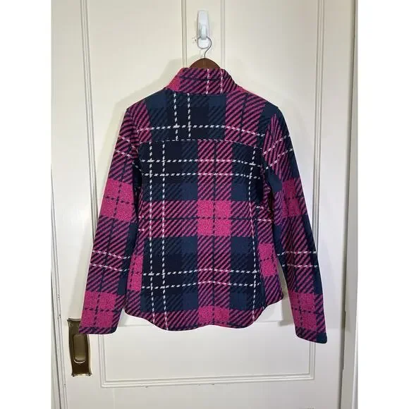 The North Face Plaid Full Zip Fleece Jacket Womens Size Large Pink Blue Outdoor - Picture 2 of 8